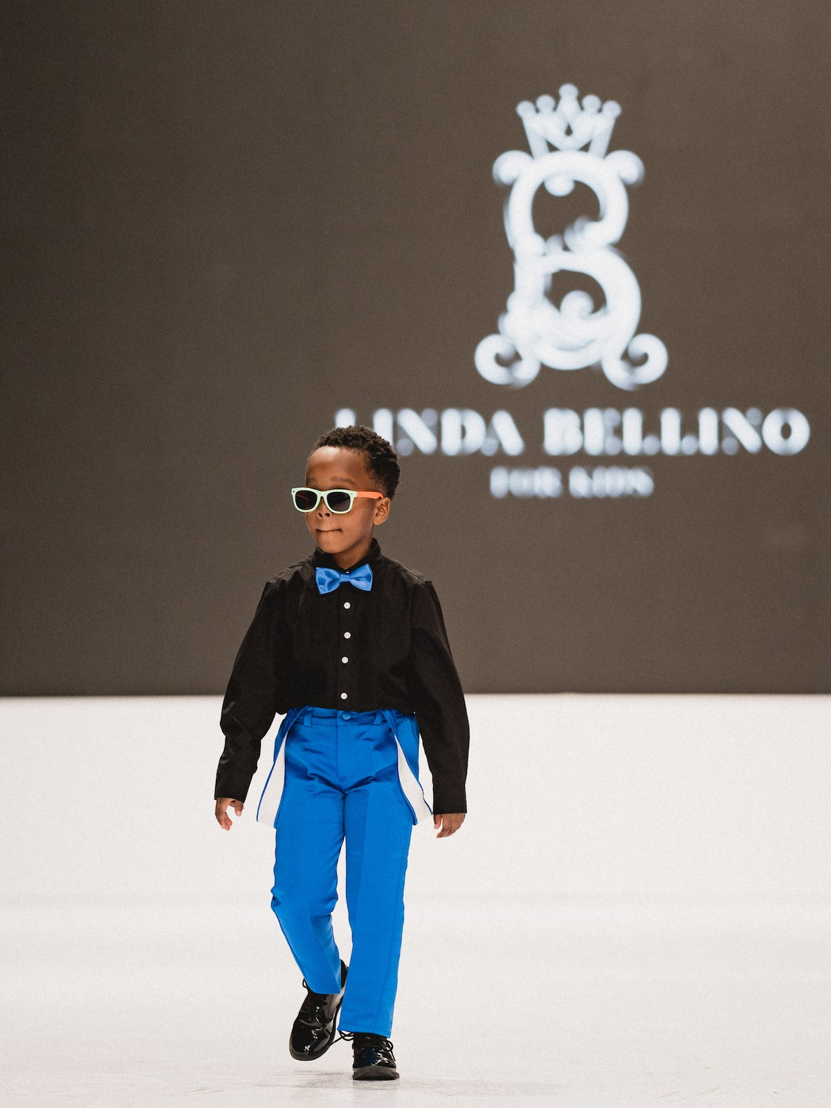 LB Creased Suspender Dress Pants With Matching Bow Tie - Deep Blue