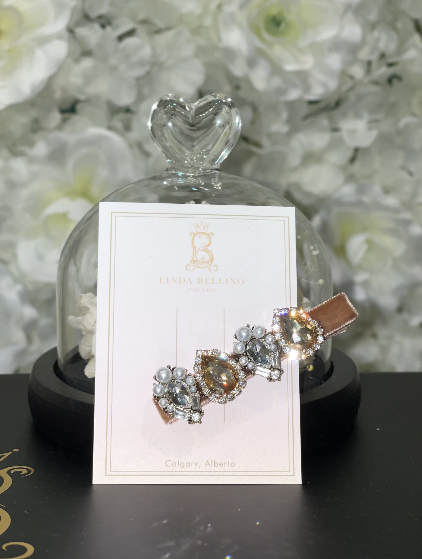 Champagne Gold Crystal Velvet Barrette