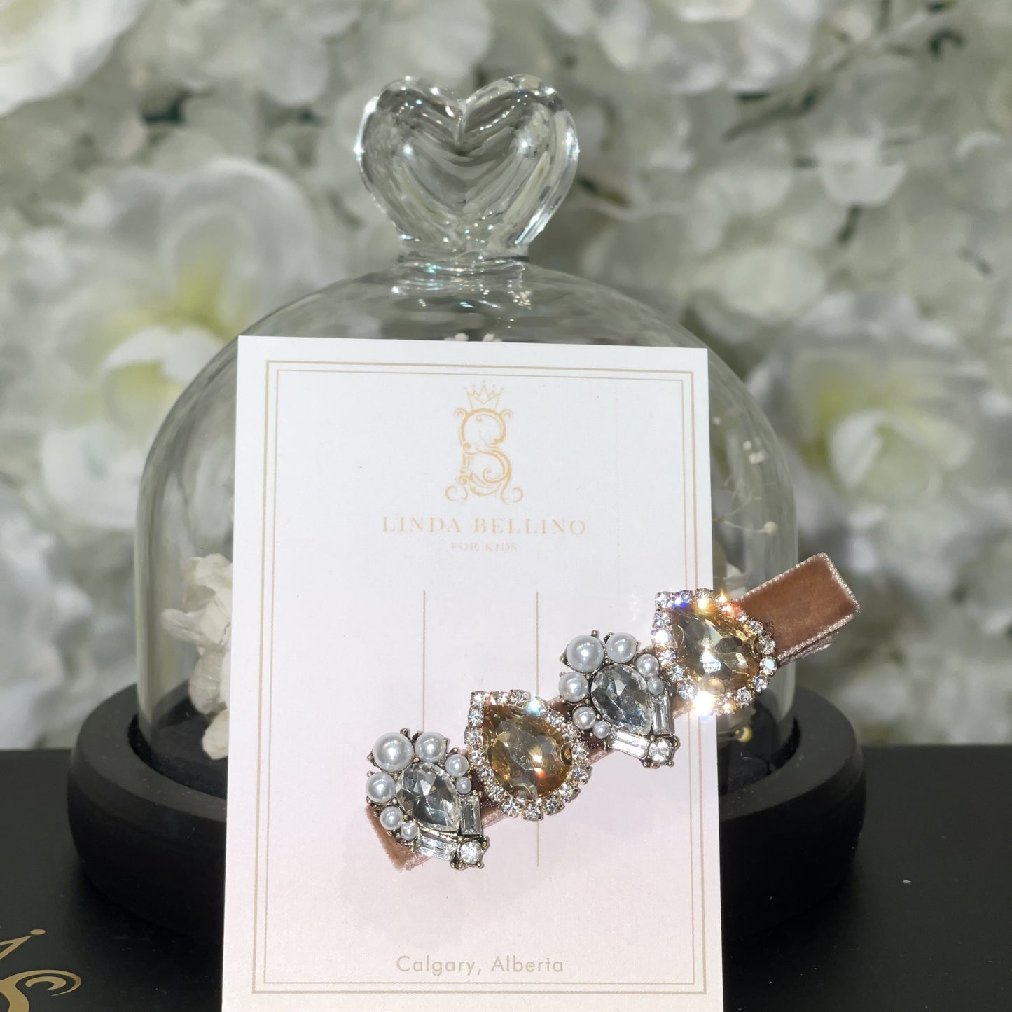 Champagne Gold Crystal Velvet Barrette