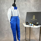 LB Creased Suspender Dress Pants With Matching Bow Tie - Deep Blue